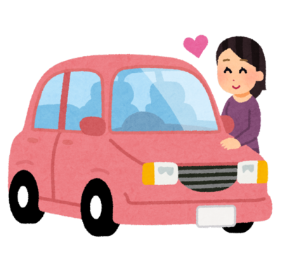 車を大切にしている女性のイラスト